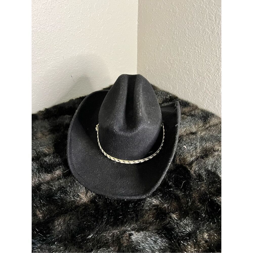 Summit Black Wool Felt 7x Cowboy Hat Size 6 3/4